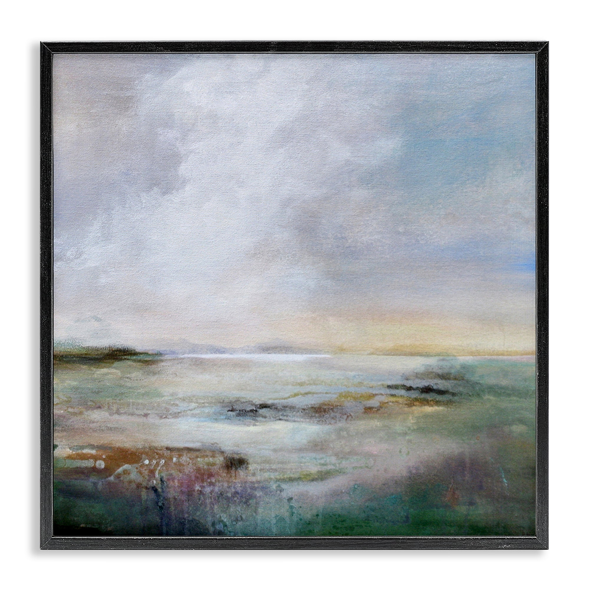 Stupell Industries Abstract Sea Surface Landscape & Nature Painting Black Framed Art Print Wall Art, 24 x 24