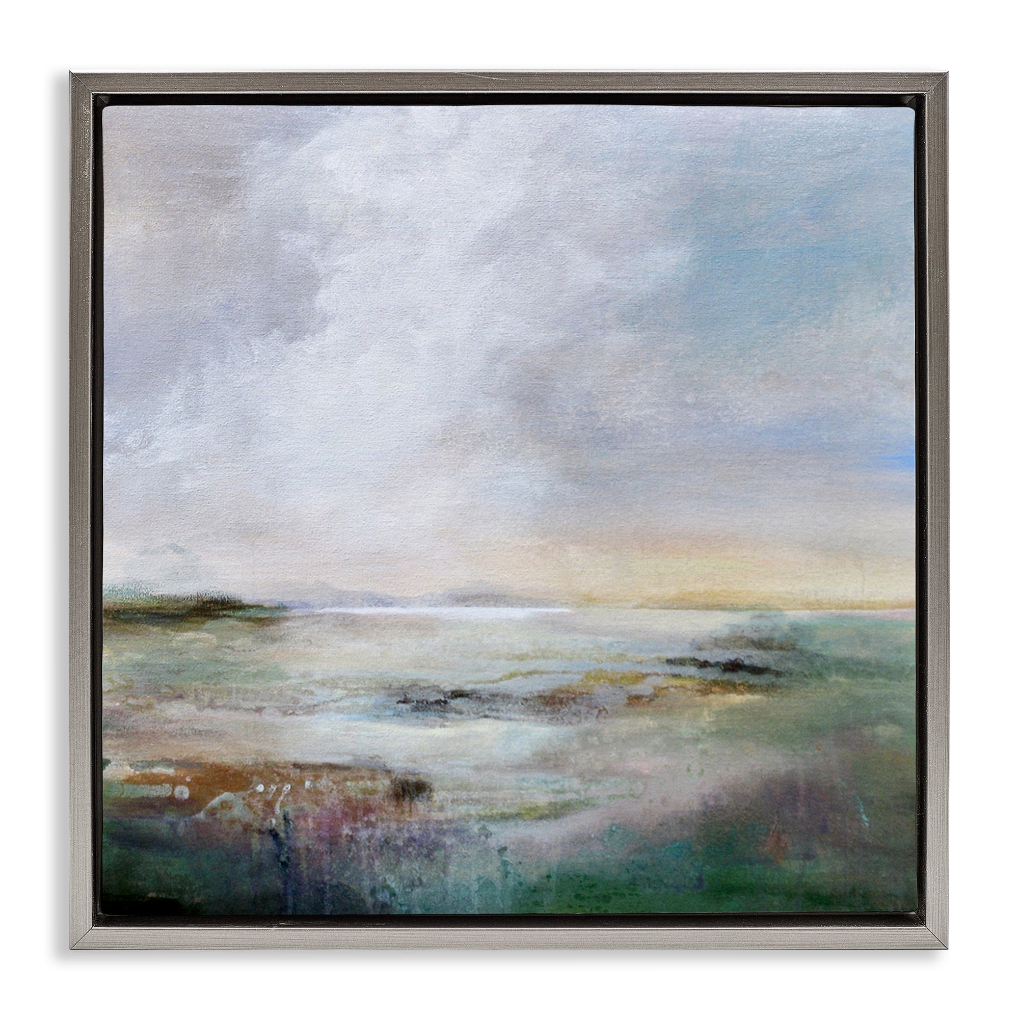 Stupell Industries Abstract Sea Surface Landscape & Nature Painting Gray Floater Framed Canvas Art Print Wall Art, 25 x 25