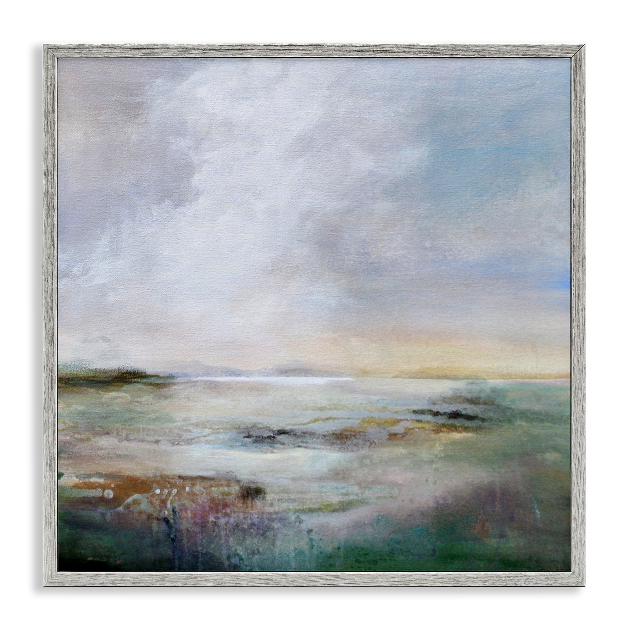 Stupell Industries Abstract Sea Surface Landscape & Nature Painting Gray Framed Art Print Wall Art, 24 x 24
