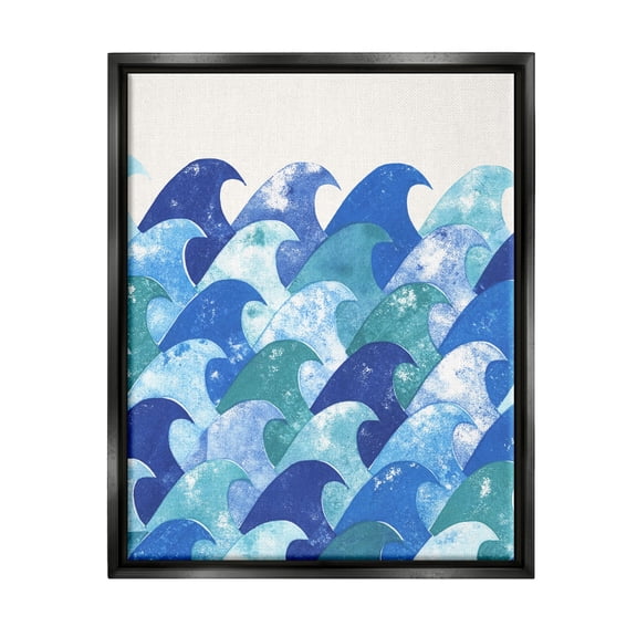 Stupell Industries Abstract Sea Waves Abstract Painting Black Floater Framed Canvas Art Print Wall Art, 17 x 21