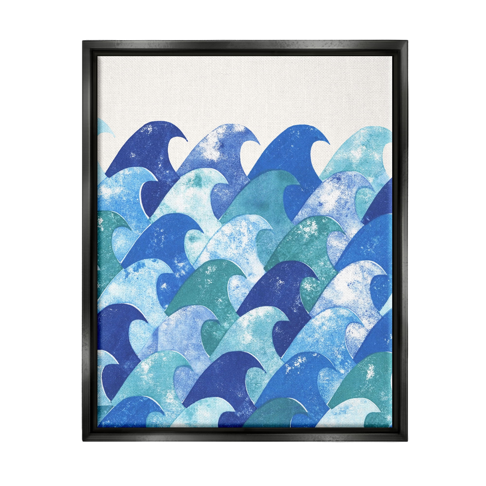 Stupell Industries Abstract Sea Waves Abstract Painting Black Floater Framed Canvas Art Print Wall Art, 25 x 31