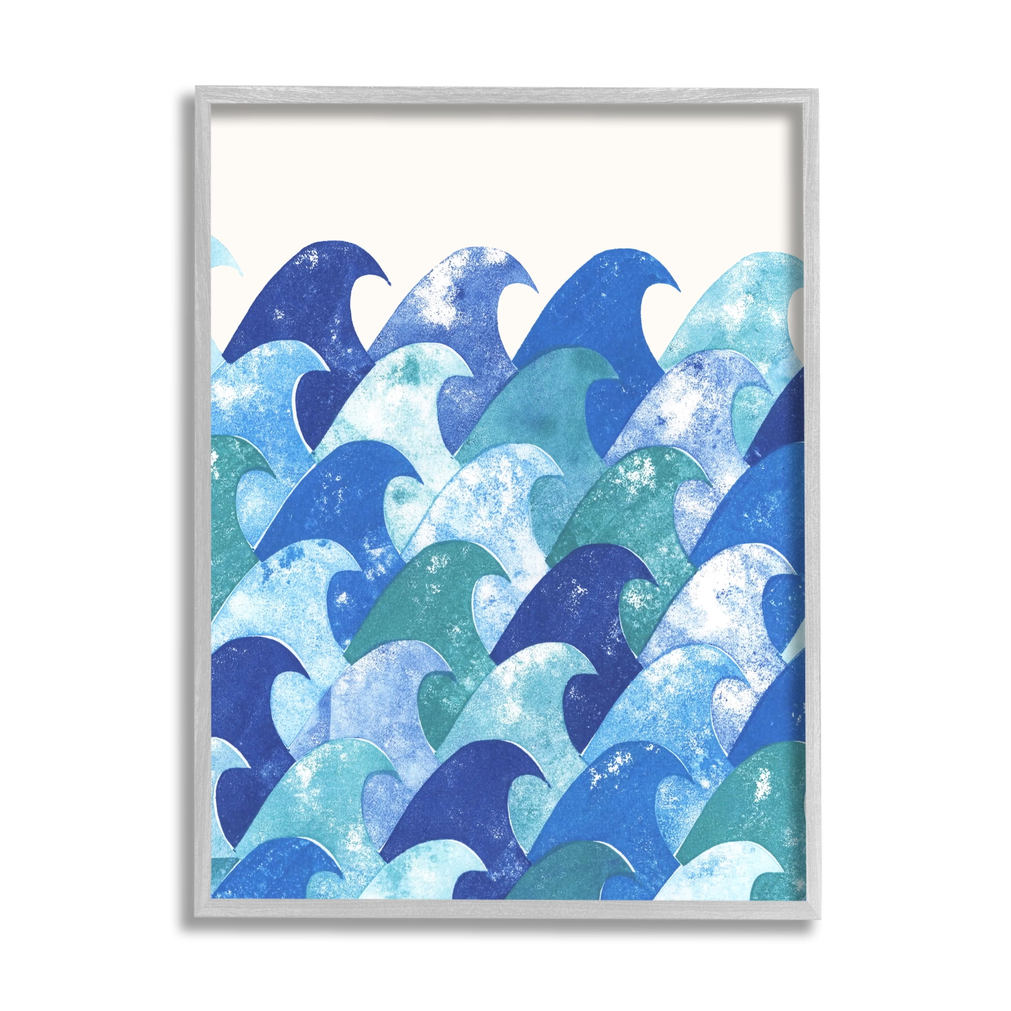 Stupell Industries Abstract Sea Waves Abstract Painting Gray Framed Art Print Wall Art, 16 x 20