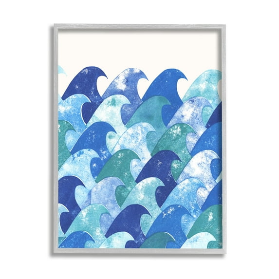 Stupell Industries Abstract Sea Waves Abstract Painting Gray Framed Art Print Wall Art, 16 x 20