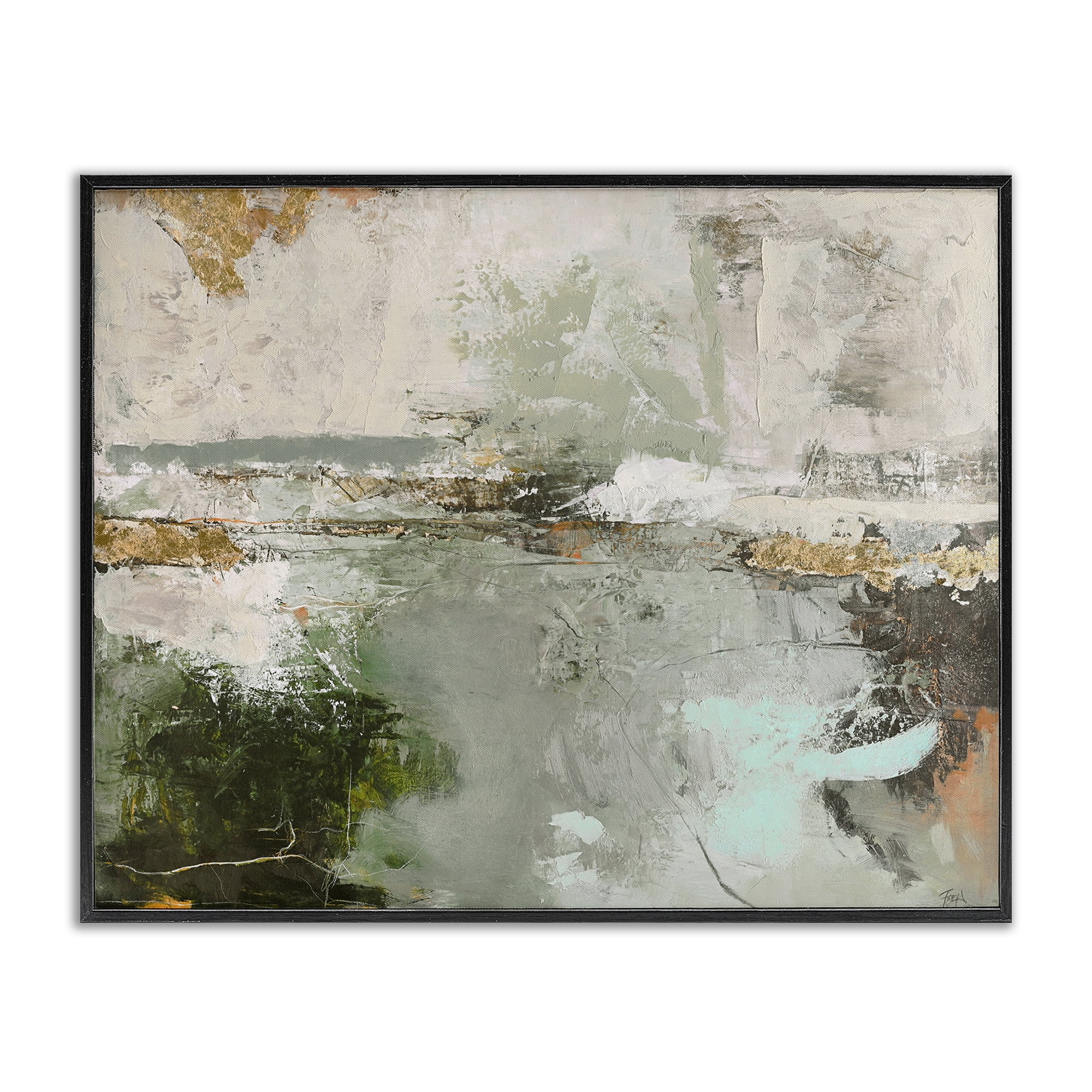 Stupell Industries Abstract Seascape Landscape Abstract Painting Black Framed Art Print Wall Art, 30 x 24