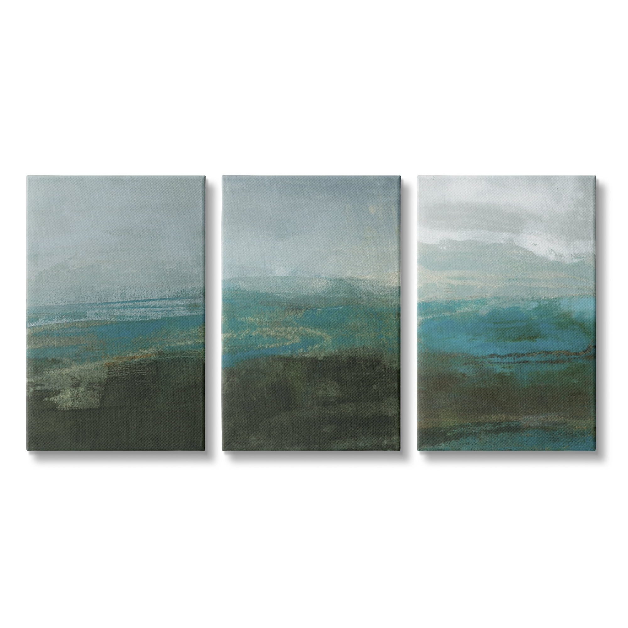 Stupell Industries Abstract Seascape Painting Turquoise Blue Brown Canvas Wall Art by Sue Jachimiec