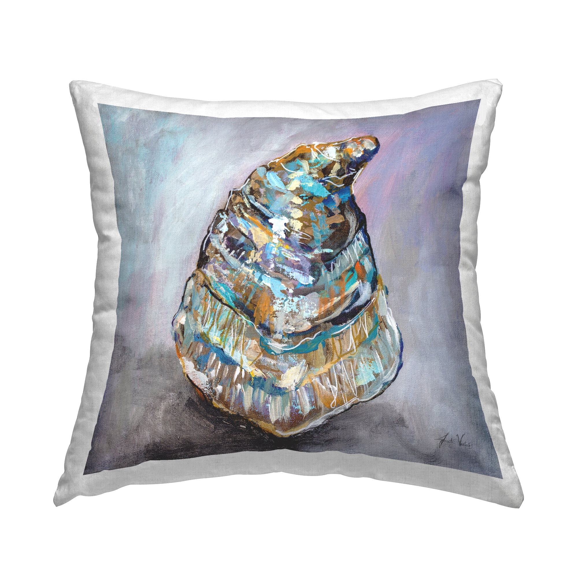 Stupell Industries Abstract Seashell Marine Life Square Decorative Printed Throw Pillow, 18 x 18