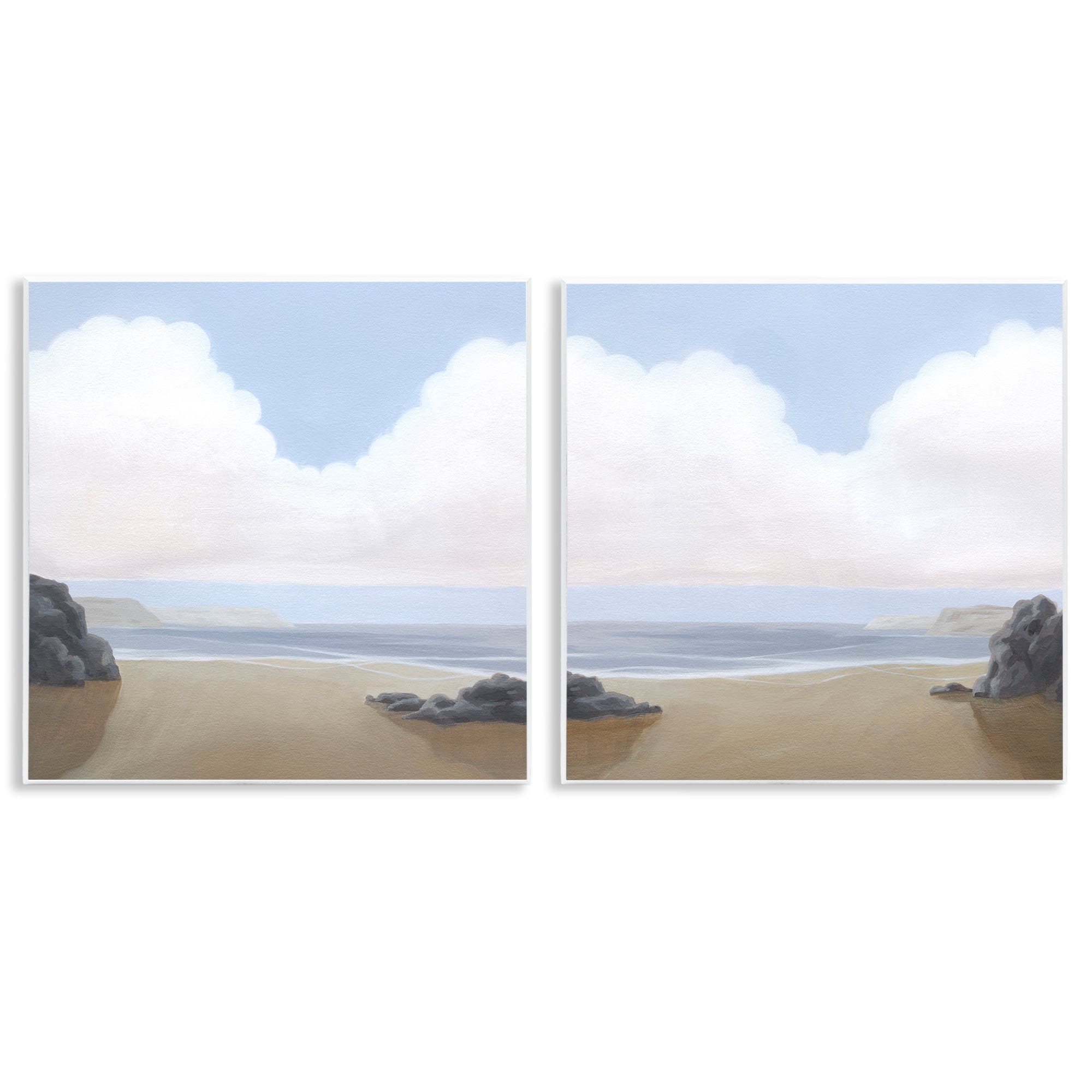 Stupell Industries Abstract Secluded Beach Alcove Nautical & Beach Painting Unframed Art Print Wall Art, 12 x 12, Set of 2