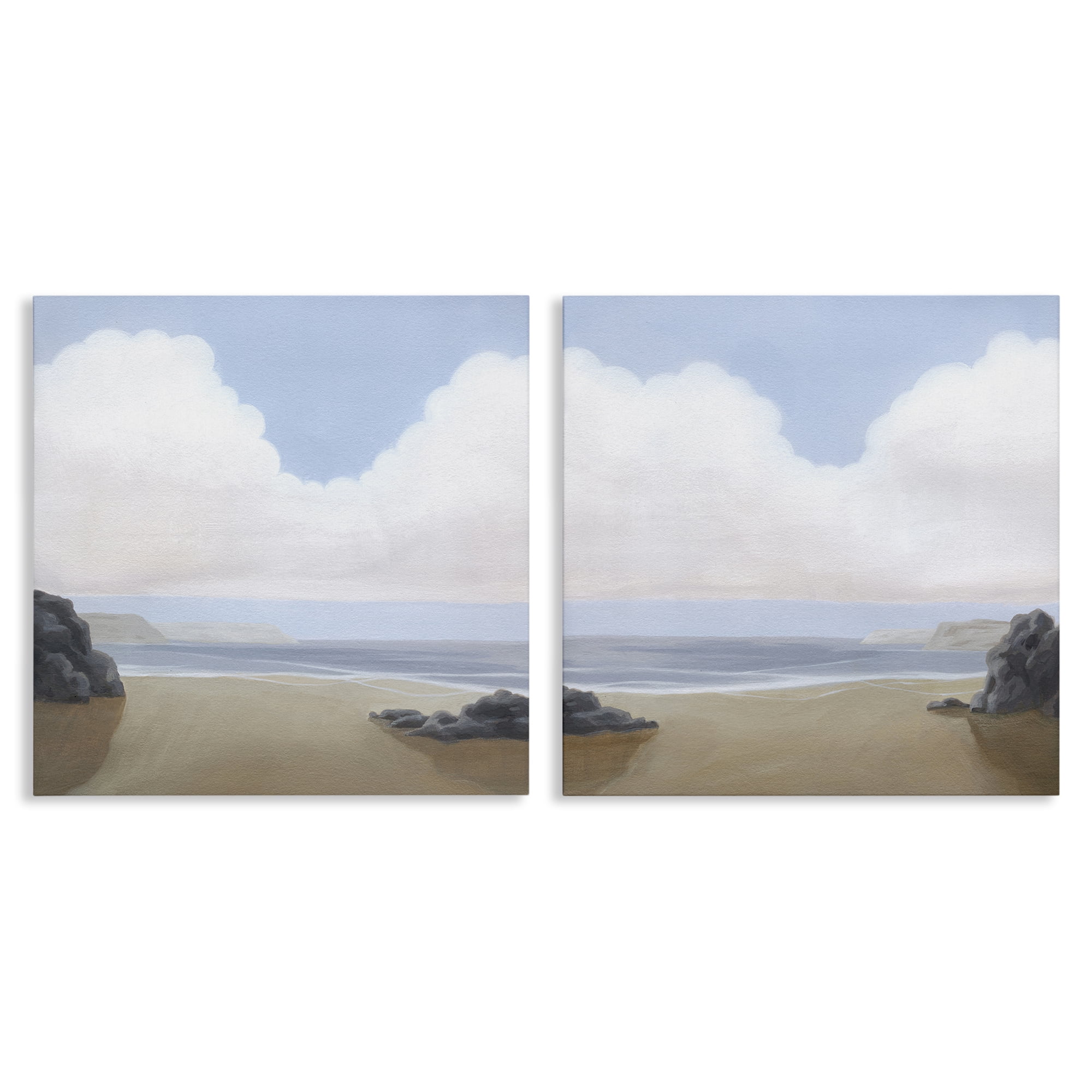 Stupell Industries Abstract Secluded Beach Alcove Nautical & Beach Painting Wrapped Canvas Art Print Wall Art, 17 x 17, Set of 2