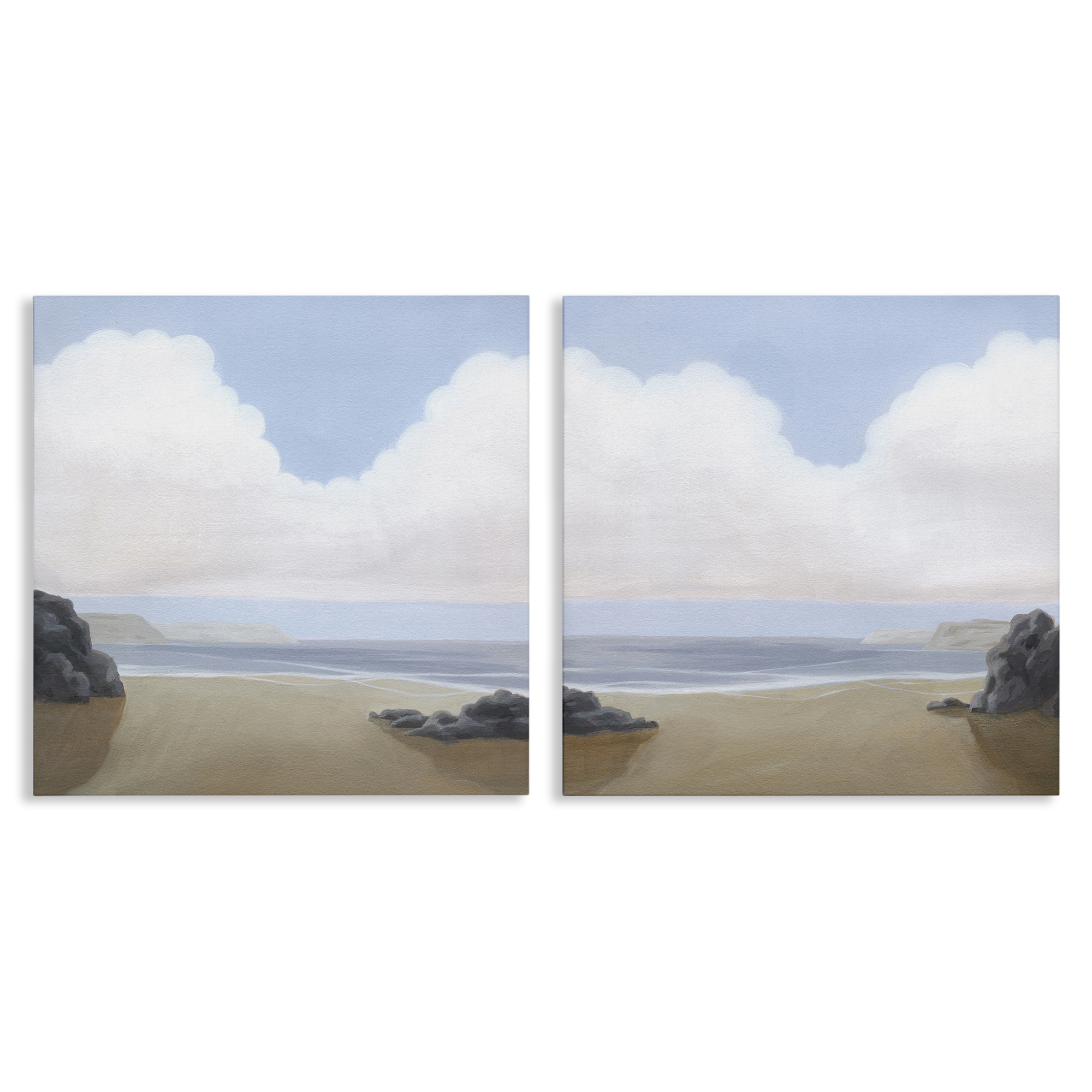 Stupell Industries Abstract Secluded Beach Alcove Nautical & Beach Painting Wrapped Canvas Art Print Wall Art, 24 x 24, Set of 2