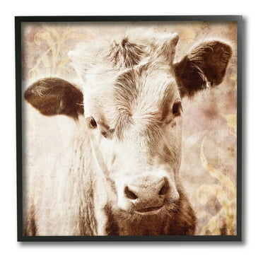 Stupell Industries Abstract Sepia Cattle Animals & Insects Photography Black Framed Art Print Wall Art, 12 x 12