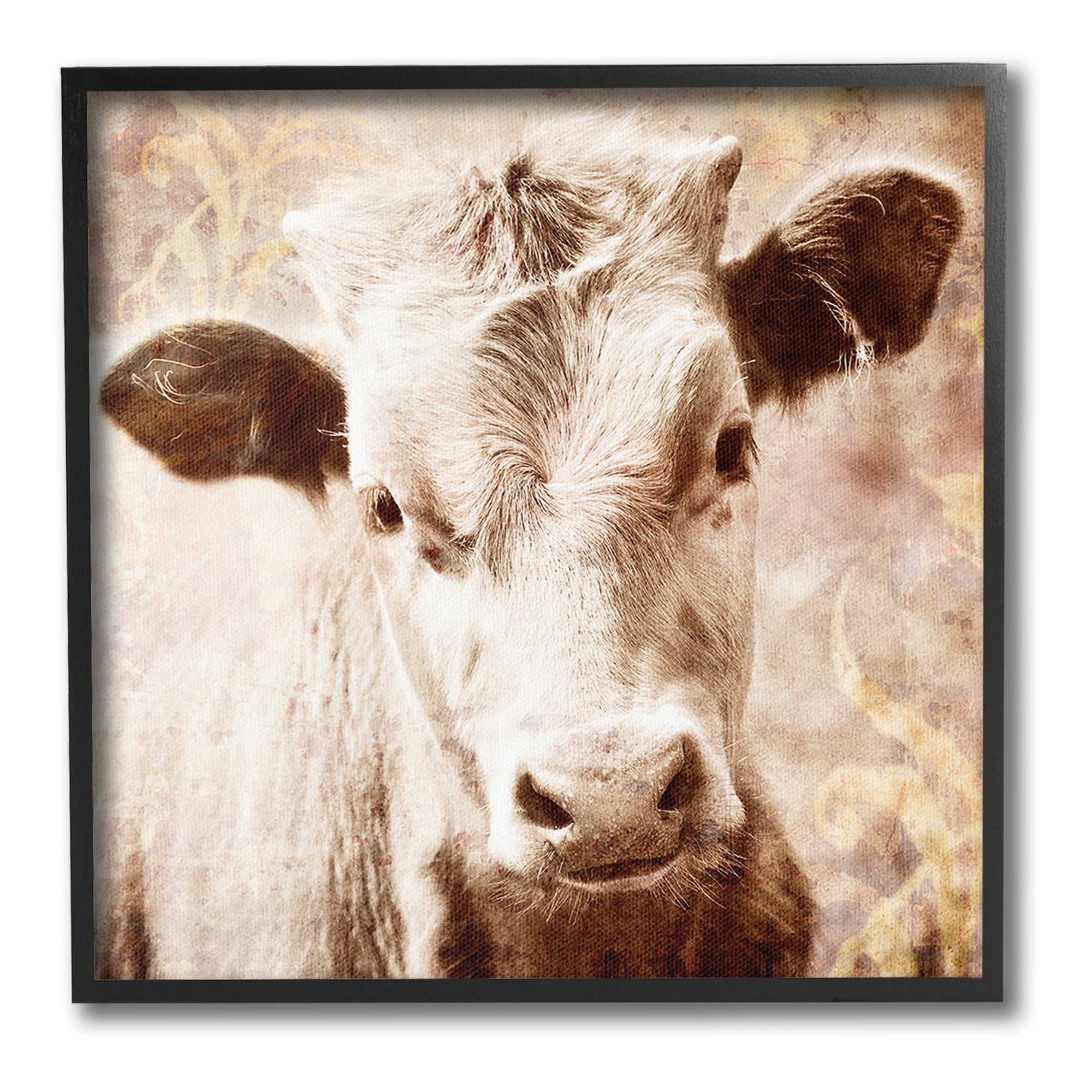 Stupell Industries Abstract Sepia Cattle Animals & Insects Photography Black Framed Art Print Wall Art, 24 x 24