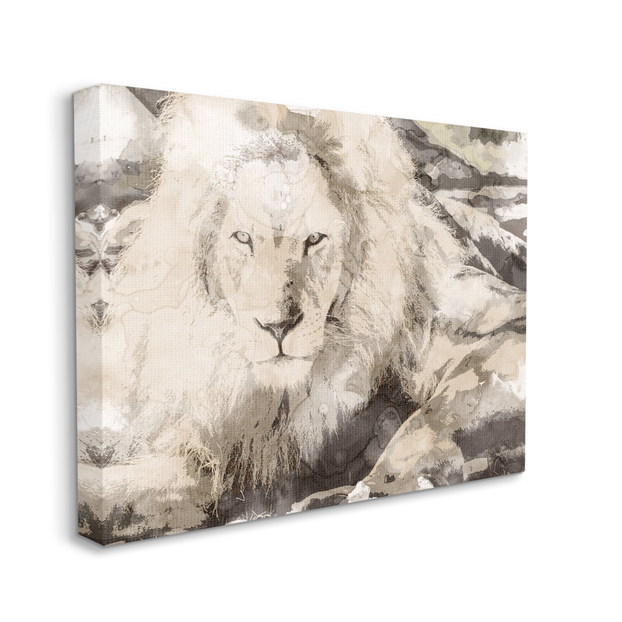 Stupell Industries Abstract Sepia Tone Jungle Lion Animal Portrait Canvas Wall Art by Daphne Polselli