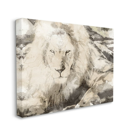 Stupell Industries Abstract Sepia Tone Jungle Lion Animal Portrait Canvas Wall Art by Daphne Polselli