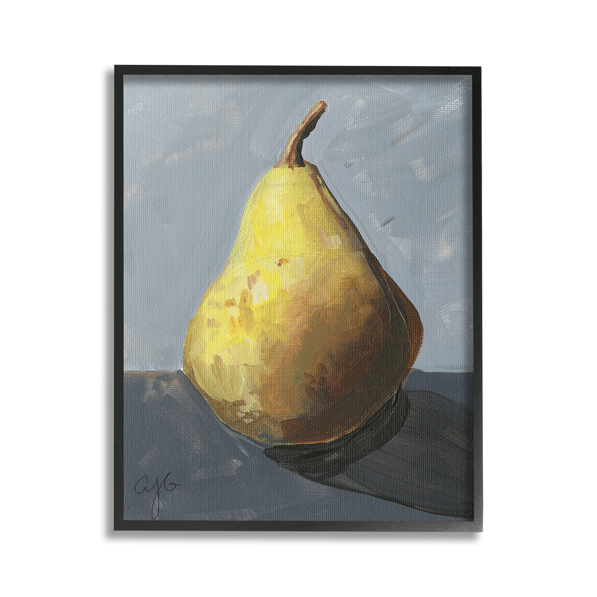 Stupell Industries Abstract Shadowed Pear Food & Beverage Painting Black Framed Art Print Wall Art, 16 x 20