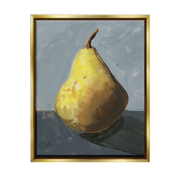 Stupell Industries Abstract Shadowed Pear Food & Beverage Painting Gold Floater Framed Canvas Art Print Wall Art, 17 x 21