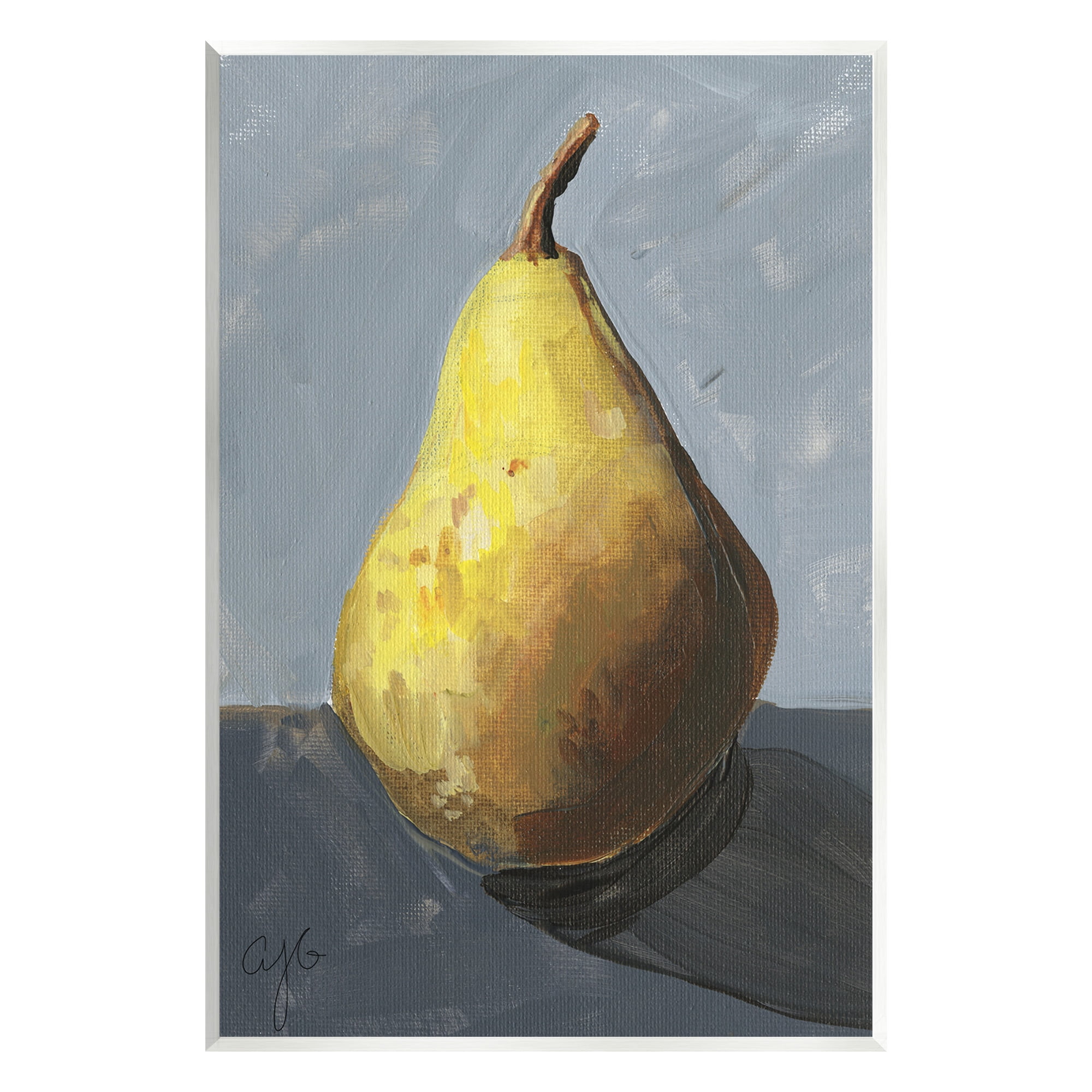 Stupell Industries Abstract Shadowed Pear Food & Beverage Painting Unframed Art Print Wall Art, 13 x 19