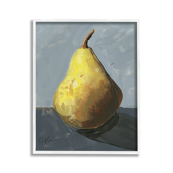 Stupell Industries Abstract Shadowed Pear Food & Beverage Painting White Framed Art Print Wall Art, 11 x 14