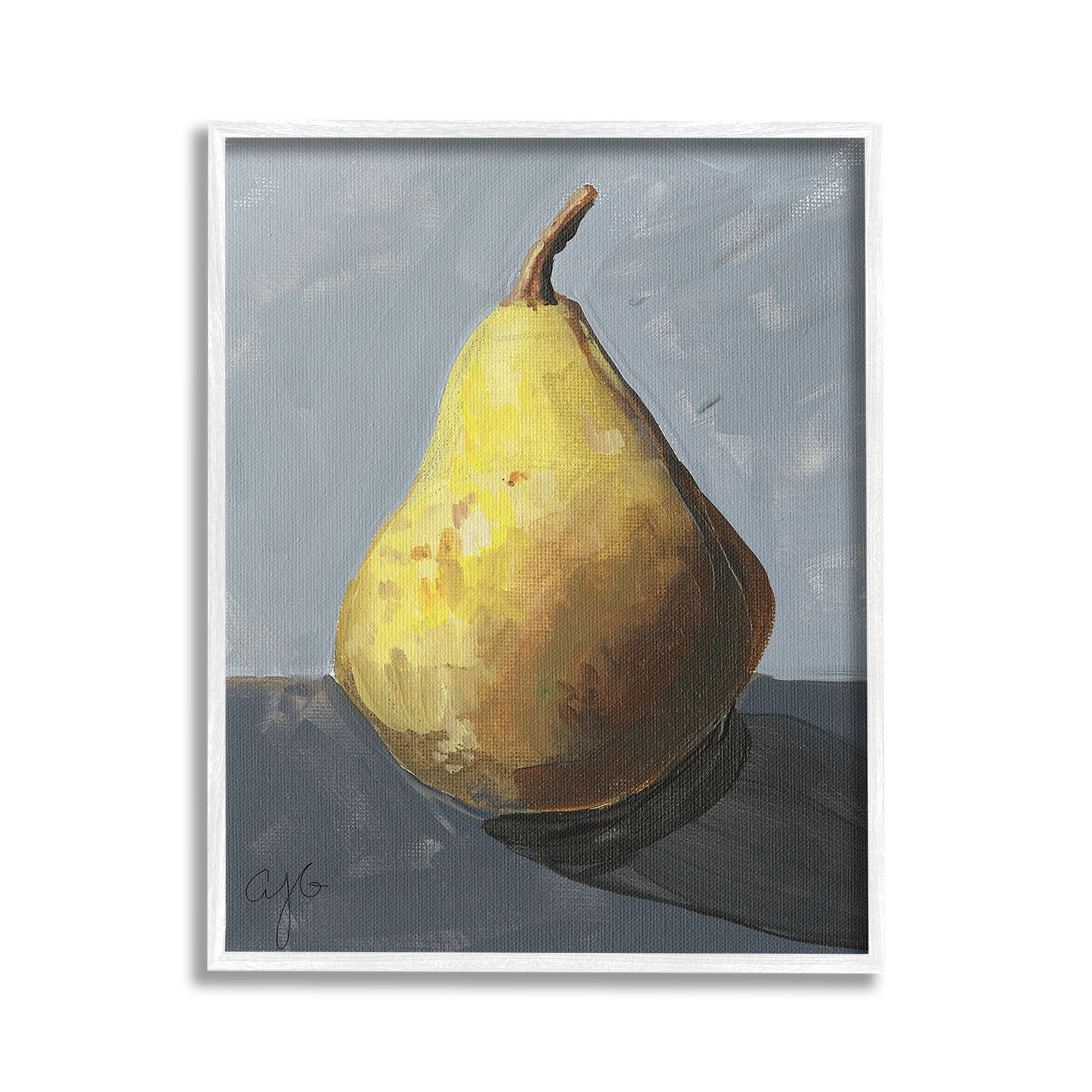 Stupell Industries Abstract Shadowed Pear Food & Beverage Painting White Framed Art Print Wall Art, 24 x 30