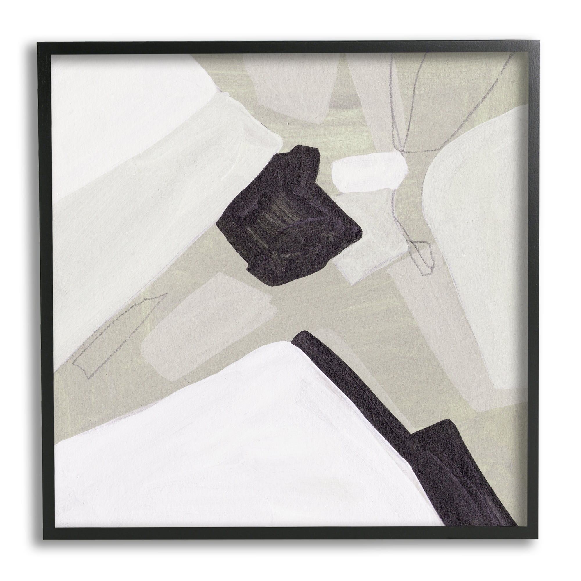 Stupell Industries Abstract Shape Arrangement Neutral Tan Black Modern Painting, 24 x 24, Design by Melissa Wang