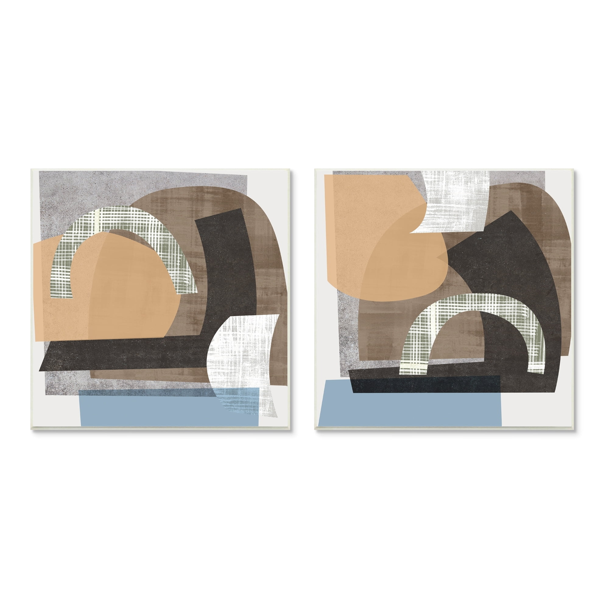 Stupell Industries Abstract Shape Collage Modern Brown Grey Blue, 12 x 12,Design by Melissa Wang