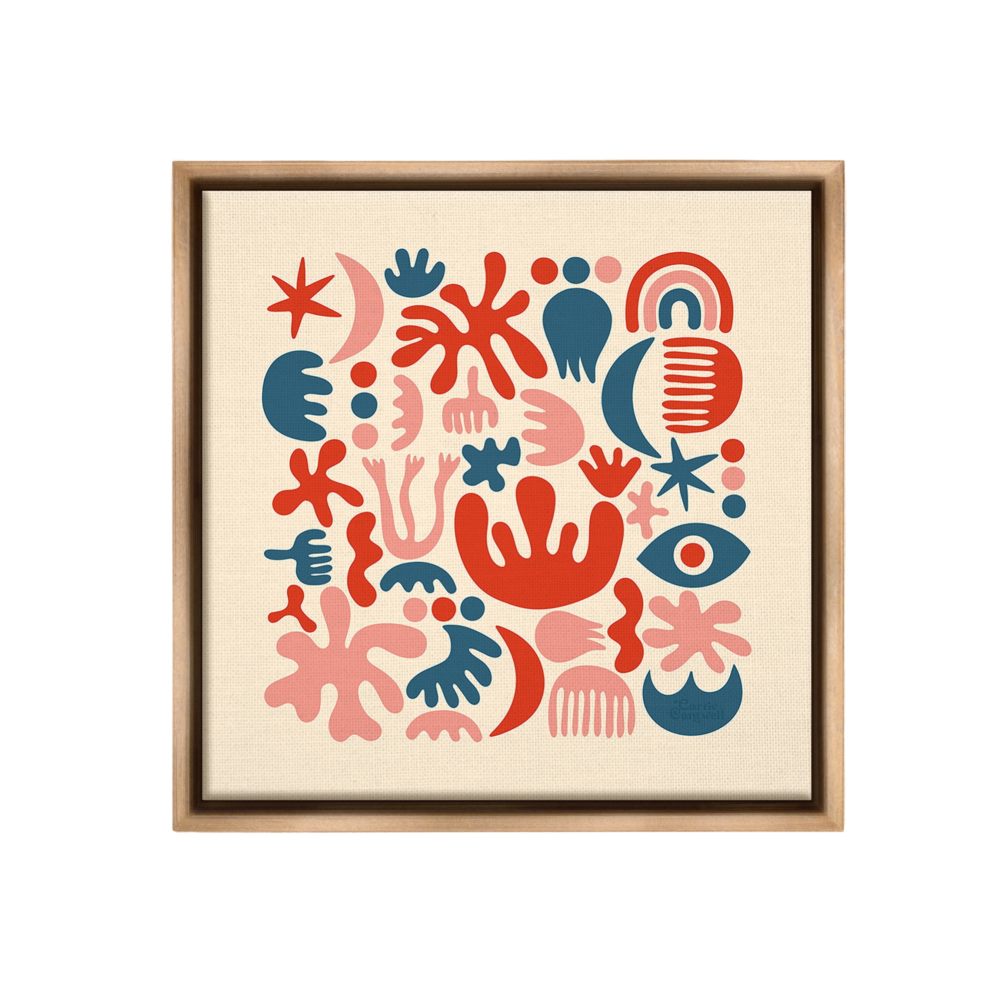 Stupell Industries Abstract Shapes Arrangement Abstract Painting Brown Floater Framed Canvas Art Print Wall Art, 18 x 18