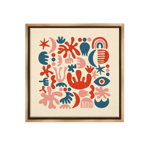 Stupell Industries Abstract Shapes Arrangement Abstract Painting Brown Floater Framed Canvas Art Print Wall Art, 25 x 25