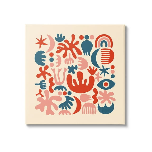 Stupell Industries Abstract Shapes Arrangement Abstract Painting Gallery Wrapped Canvas Art Print Wall Art, 17 x 17