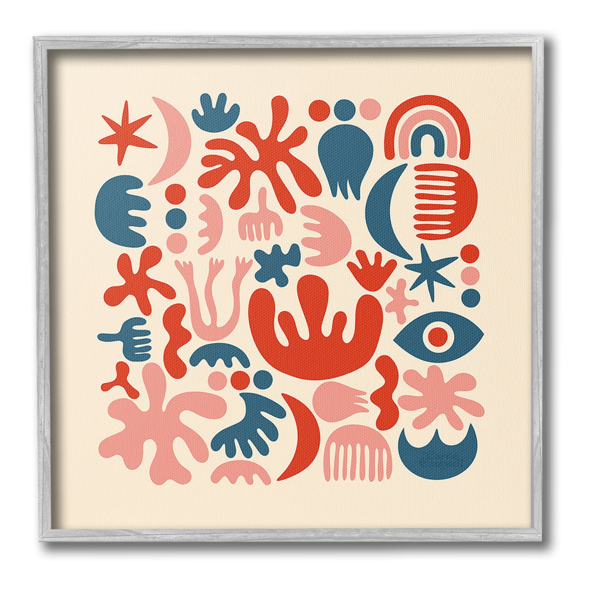 Stupell Industries Abstract Shapes Arrangement Abstract Painting Gray Framed Art Print Wall Art, 24 x 24