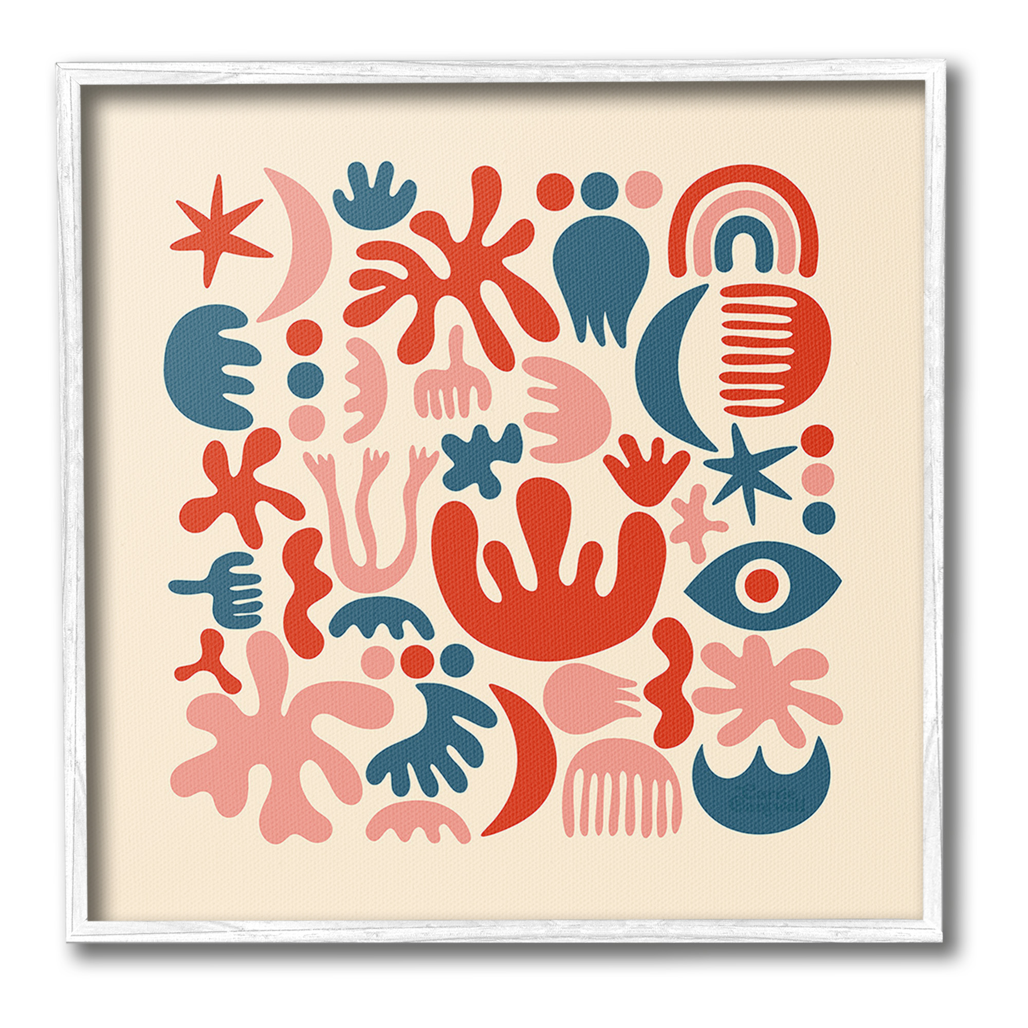 Stupell Industries Abstract Shapes Arrangement Abstract Painting White Framed Art Print Wall Art, 12 x 12