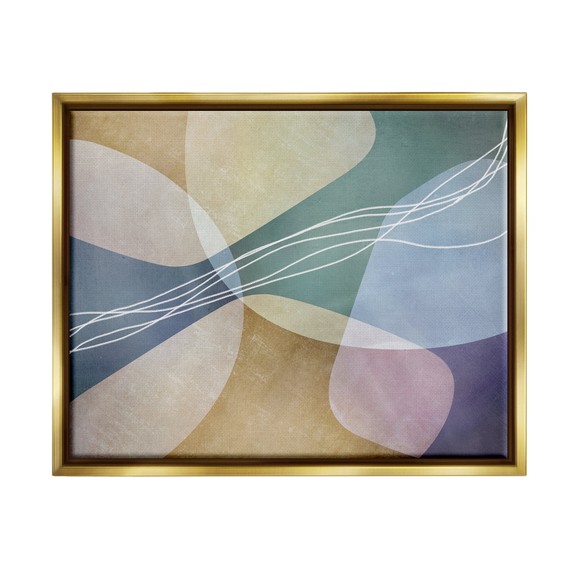 Stupell Industries Abstract Shapes & Lines Abstract Painting Gold Floater Framed Art Print Wall Art, 21 x 17