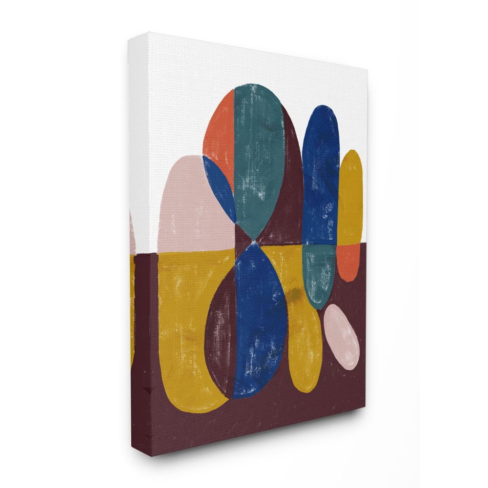 Stupell Industries Abstract Shapes Purple Blue Yellow Design Canvas Wall Art by Daphne Polselli