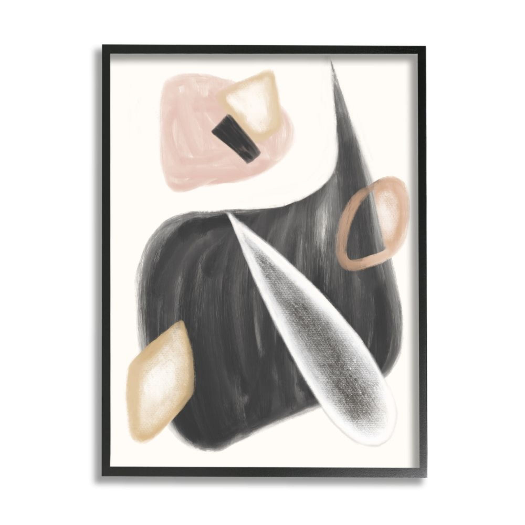 Stupell Industries Abstract Shapes Unique Curves Grey Pink Beige Design by Daphne Polselli