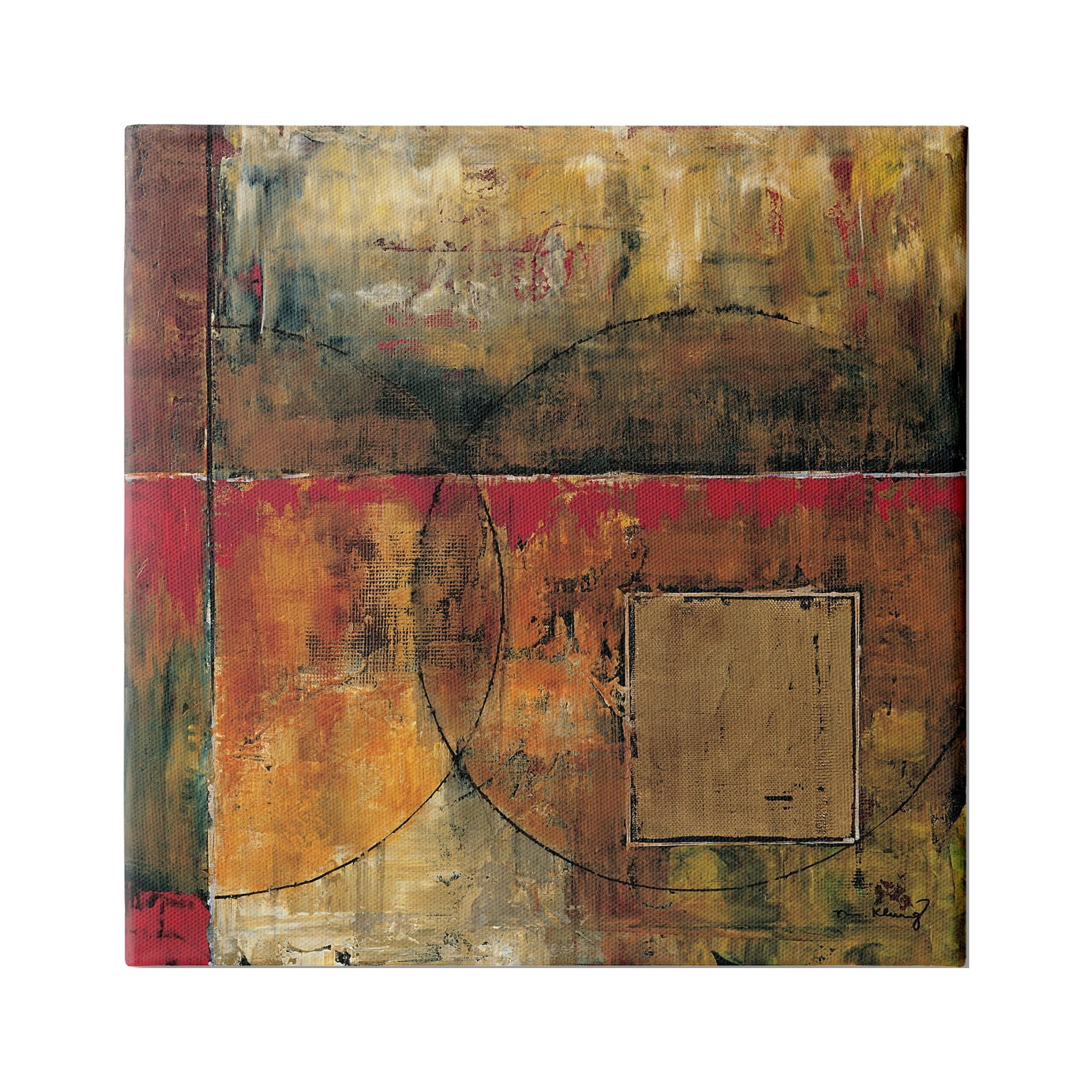 Stupell Industries Abstract Shapes and Lines Composition Red Brown Painting, 30 x 30,Design by Mike Klung