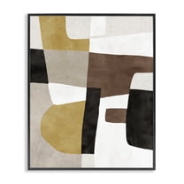 Stupell Industries Abstract Shapes in Earth Tones Abstract Painting Black Framed Art Print Wall Art, 11 x 14