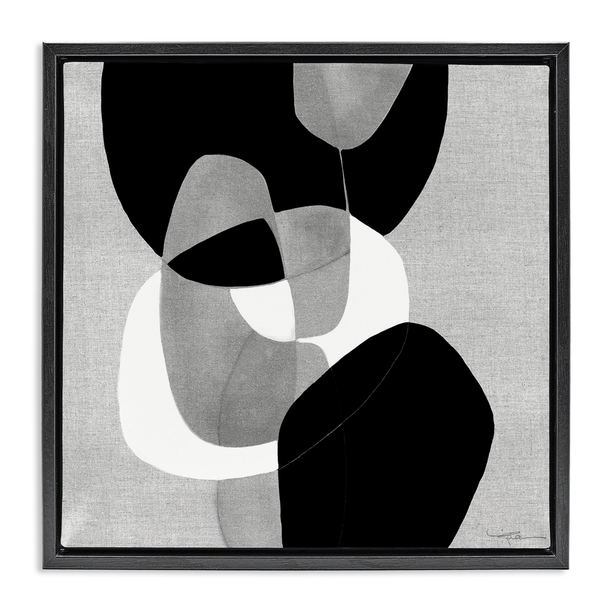 Stupell Industries Abstract Sharp Cutouts Abstract Painting Black Floater Framed Canvas Art Print Wall Art, 25 x 25