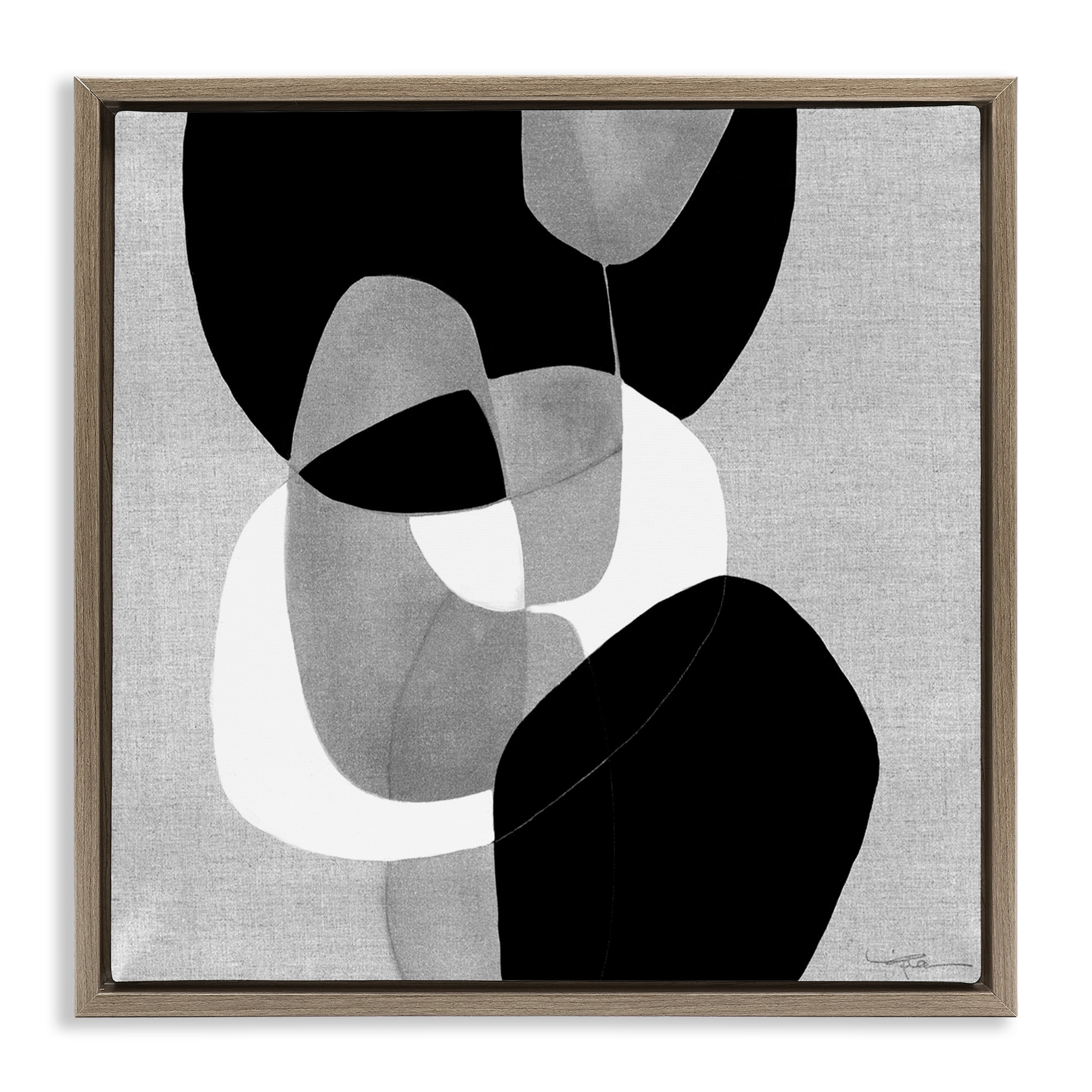 Stupell Industries Abstract Sharp Cutouts Abstract Painting Brown Floater Framed Canvas Art Print Wall Art, 25 x 25