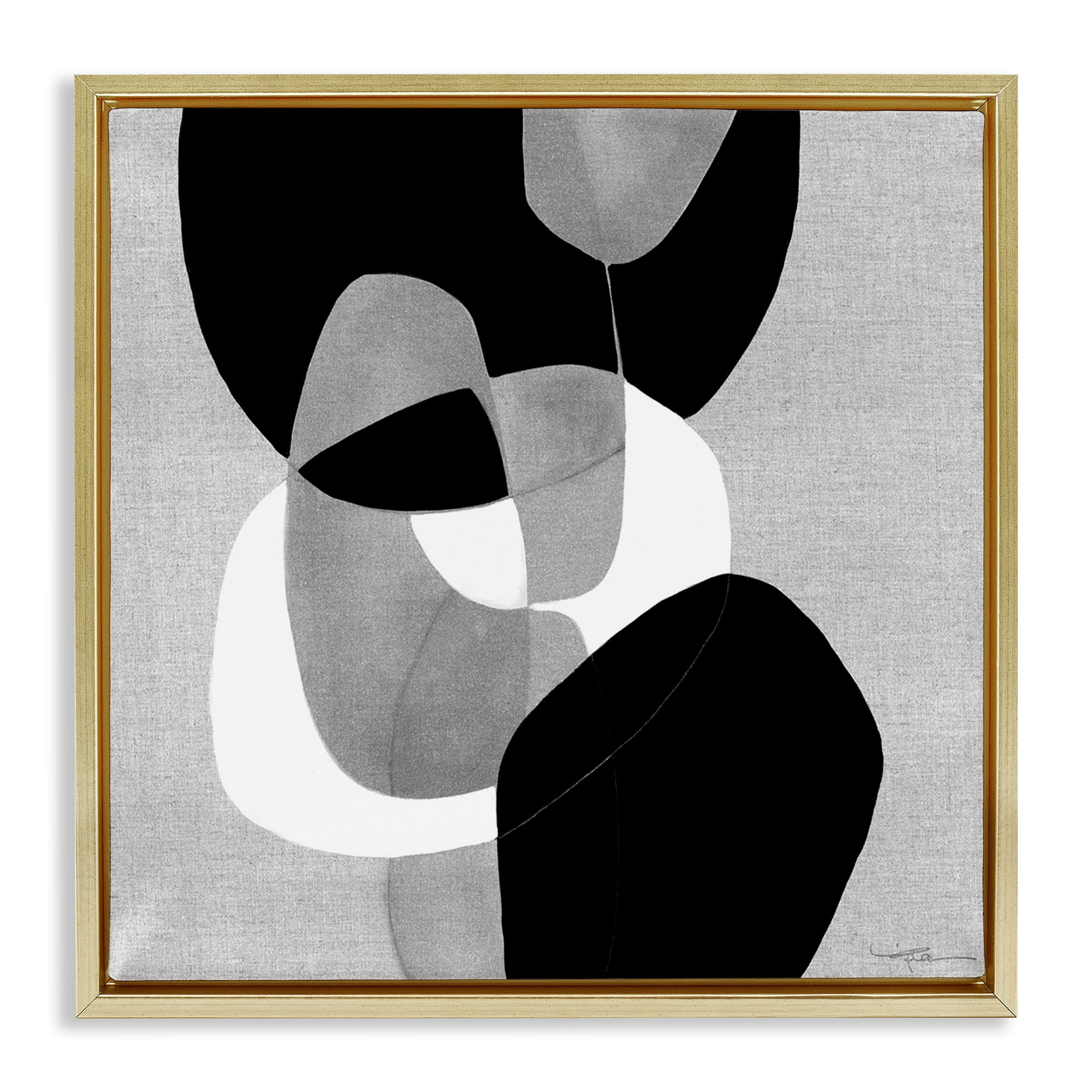 Stupell Industries Abstract Sharp Cutouts Abstract Painting Gold Floater Framed Canvas Art Print Wall Art, 25 x 25
