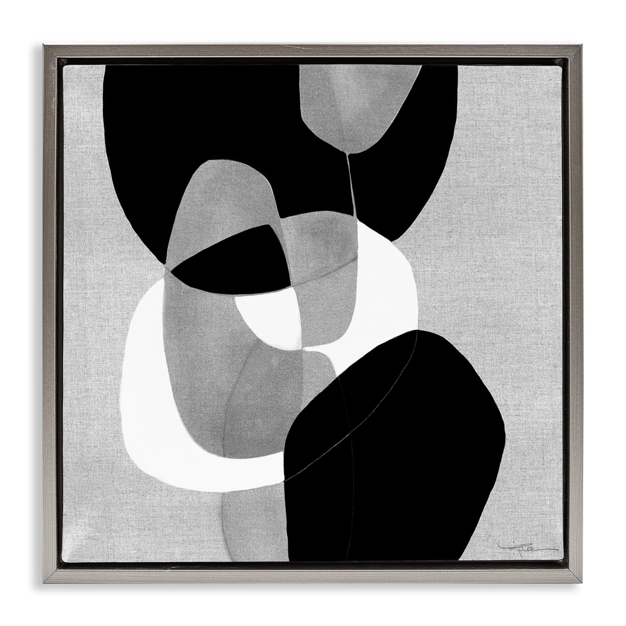 Stupell Industries Abstract Sharp Cutouts Abstract Painting Gray Floater Framed Canvas Art Print Wall Art, 18 x 18
