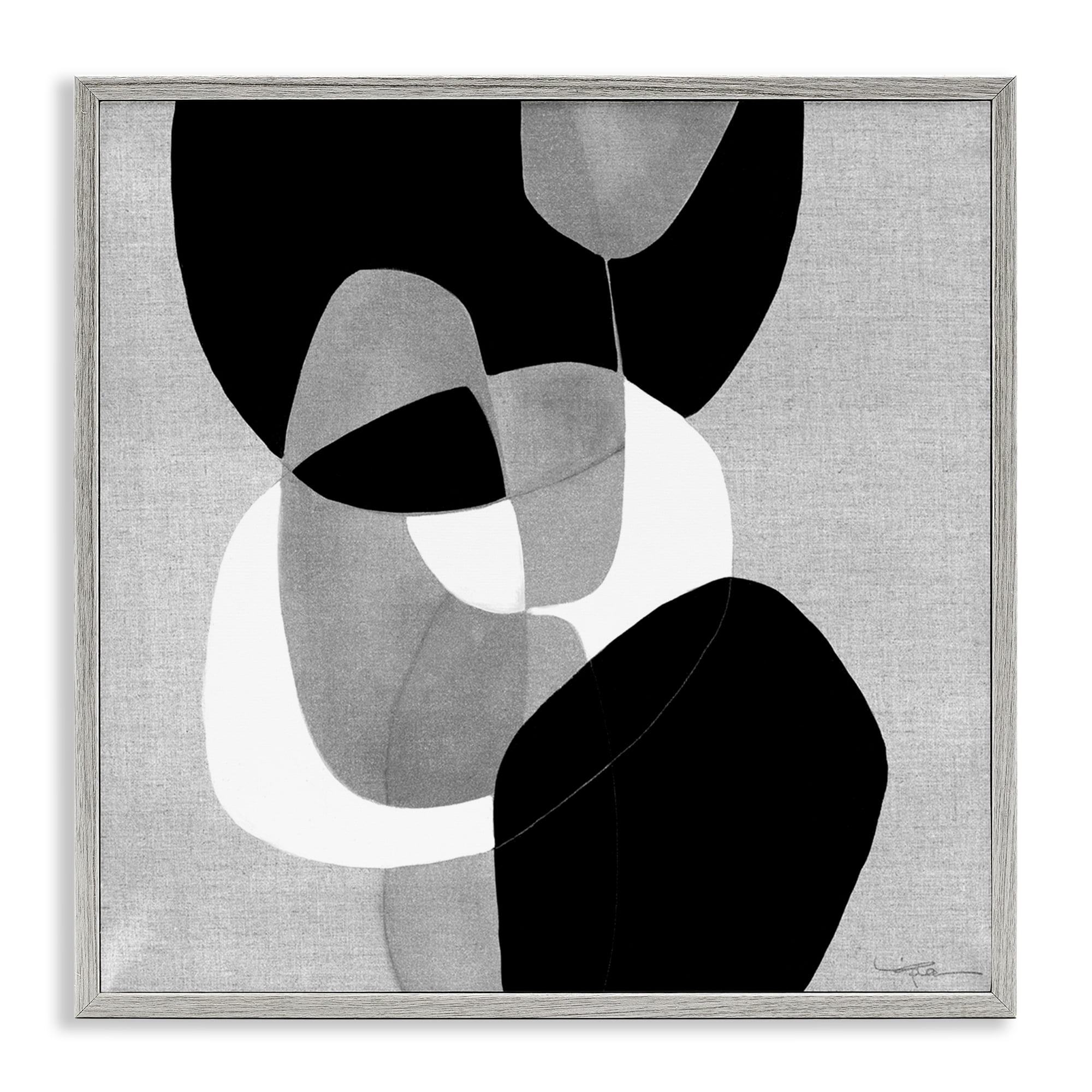 Stupell Industries Abstract Sharp Cutouts Abstract Painting Gray Framed Art Print Wall Art, 12 x 12
