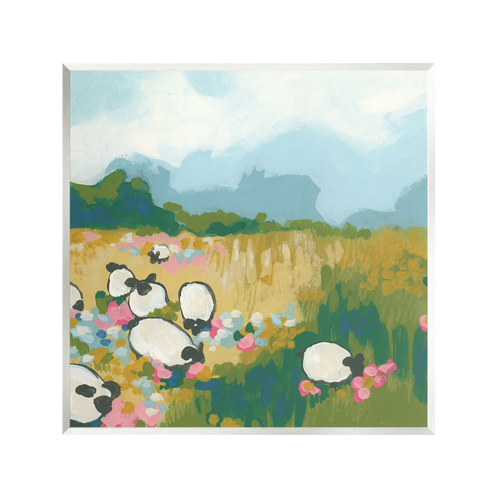 Stupell Industries Abstract Sheep Grazing Landscape Painting Unframed Art Print Wall Art, 12 x 12