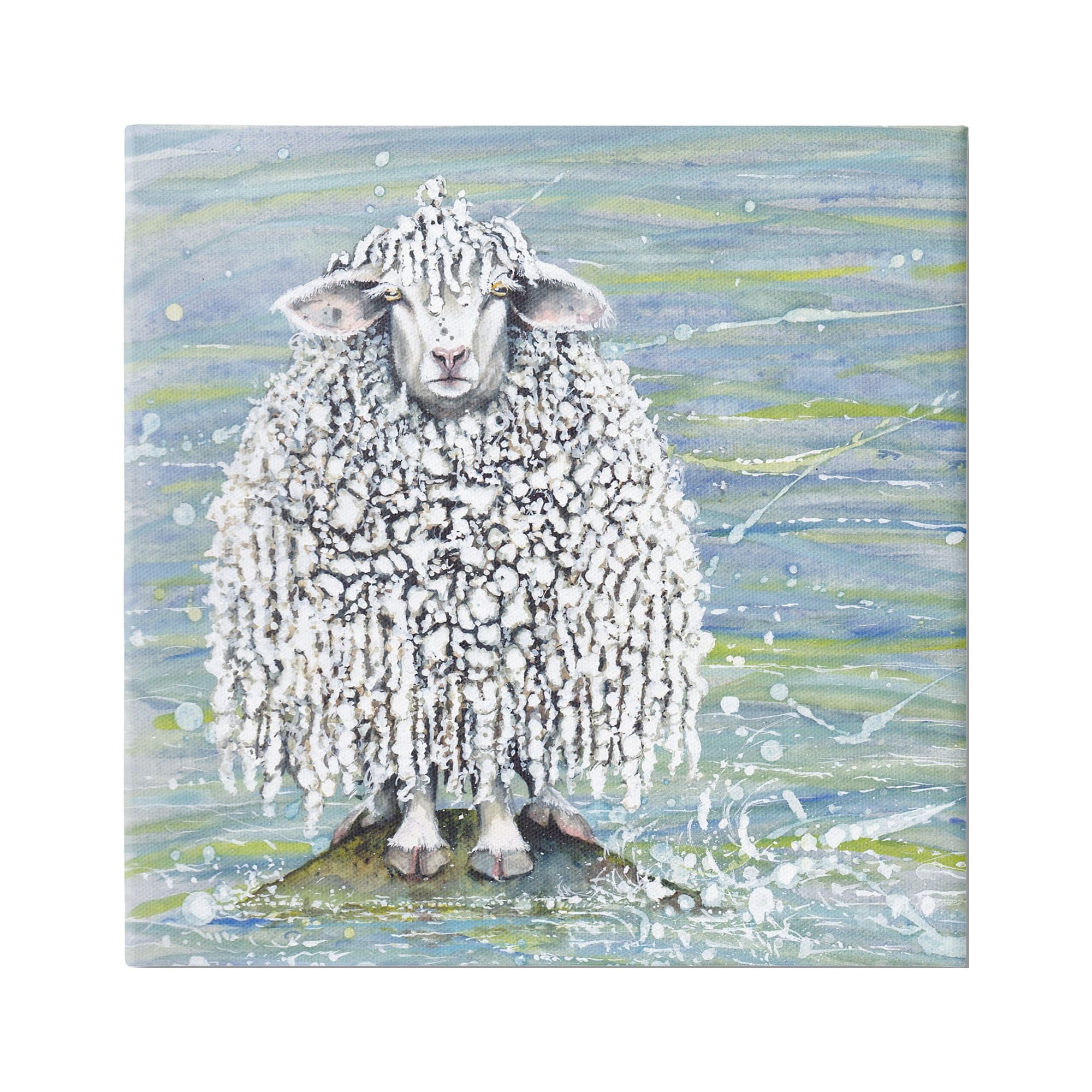 Stupell Industries Abstract Sheep Modern Splatter Animals & Insects Painting Gallery Wrapped Canvas Print Wall Art, 30 x 30