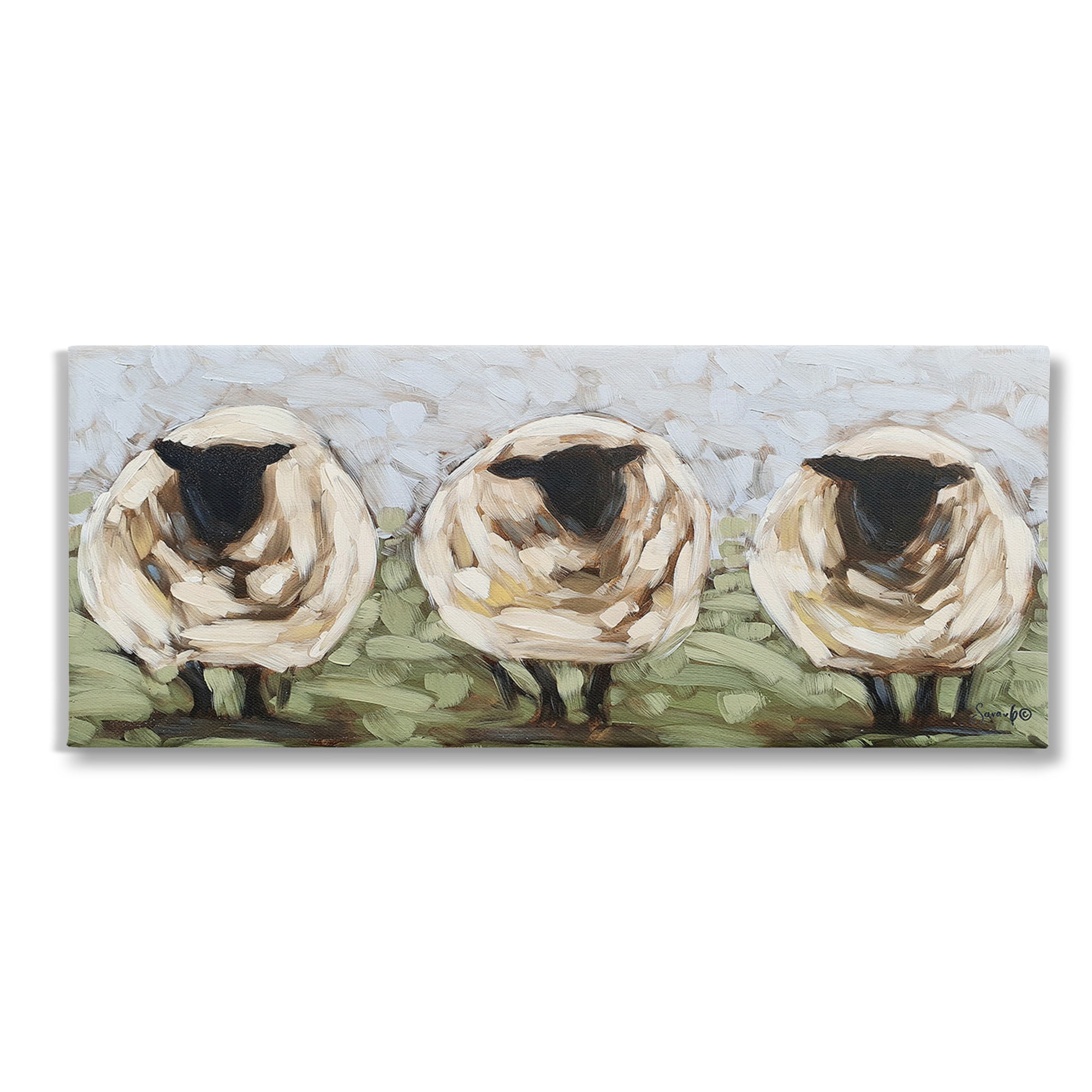 Stupell Industries Abstract Sheep Trio Animals & Insects Painting Gallery Wrapped Canvas Art Print Wall Art, 48 x 20