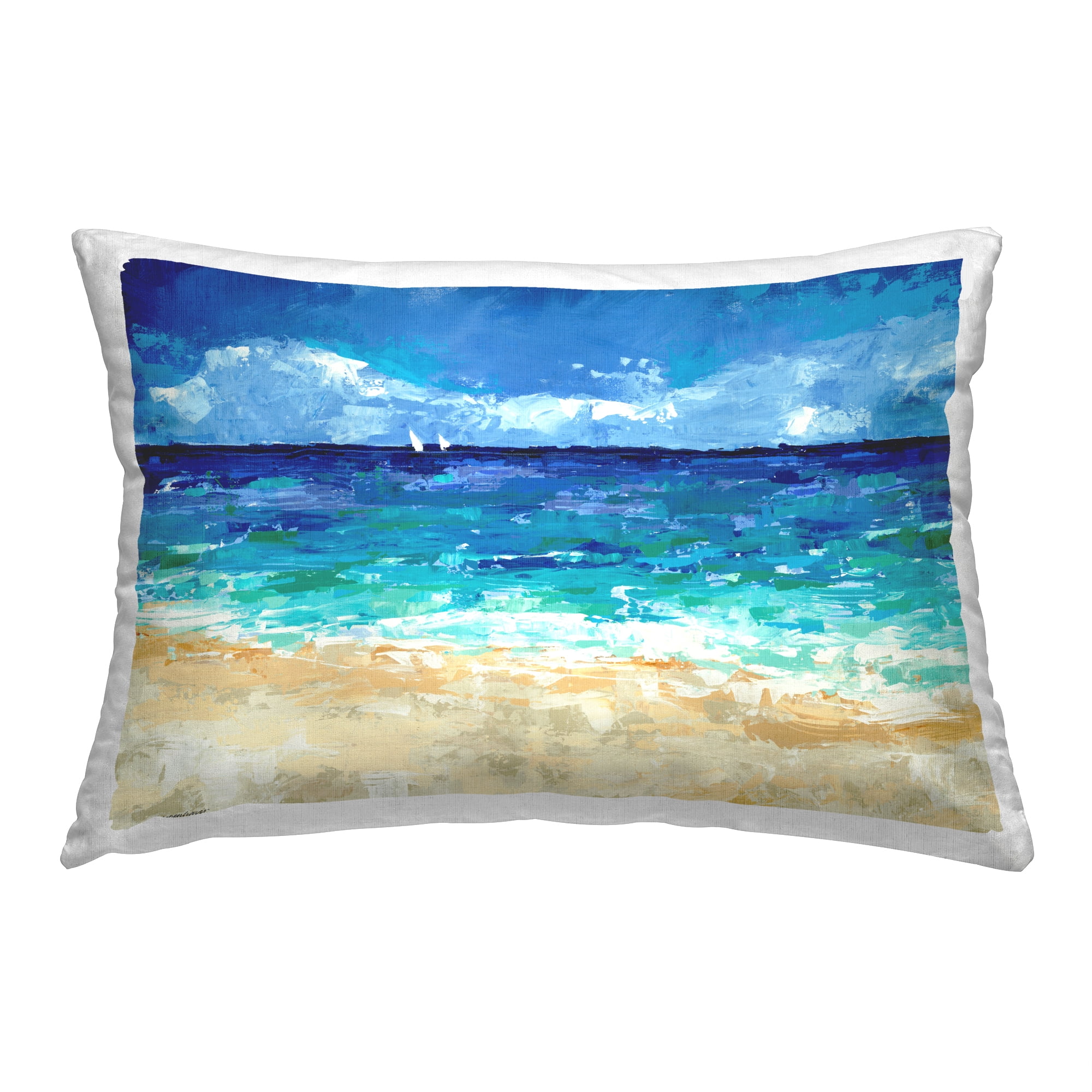 Stupell Industries Abstract Shore Scenery Decorative Printed Throw Pillow, 14 x 20