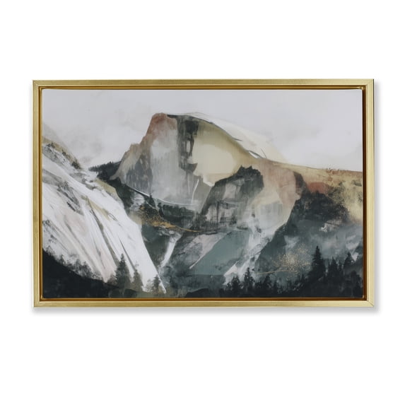 Stupell Industries Contemporary Abstract Sierra Nevada Mountain Gold Floating Frame Canvas Art, 31 x 21, by Chromatic Storm Studio