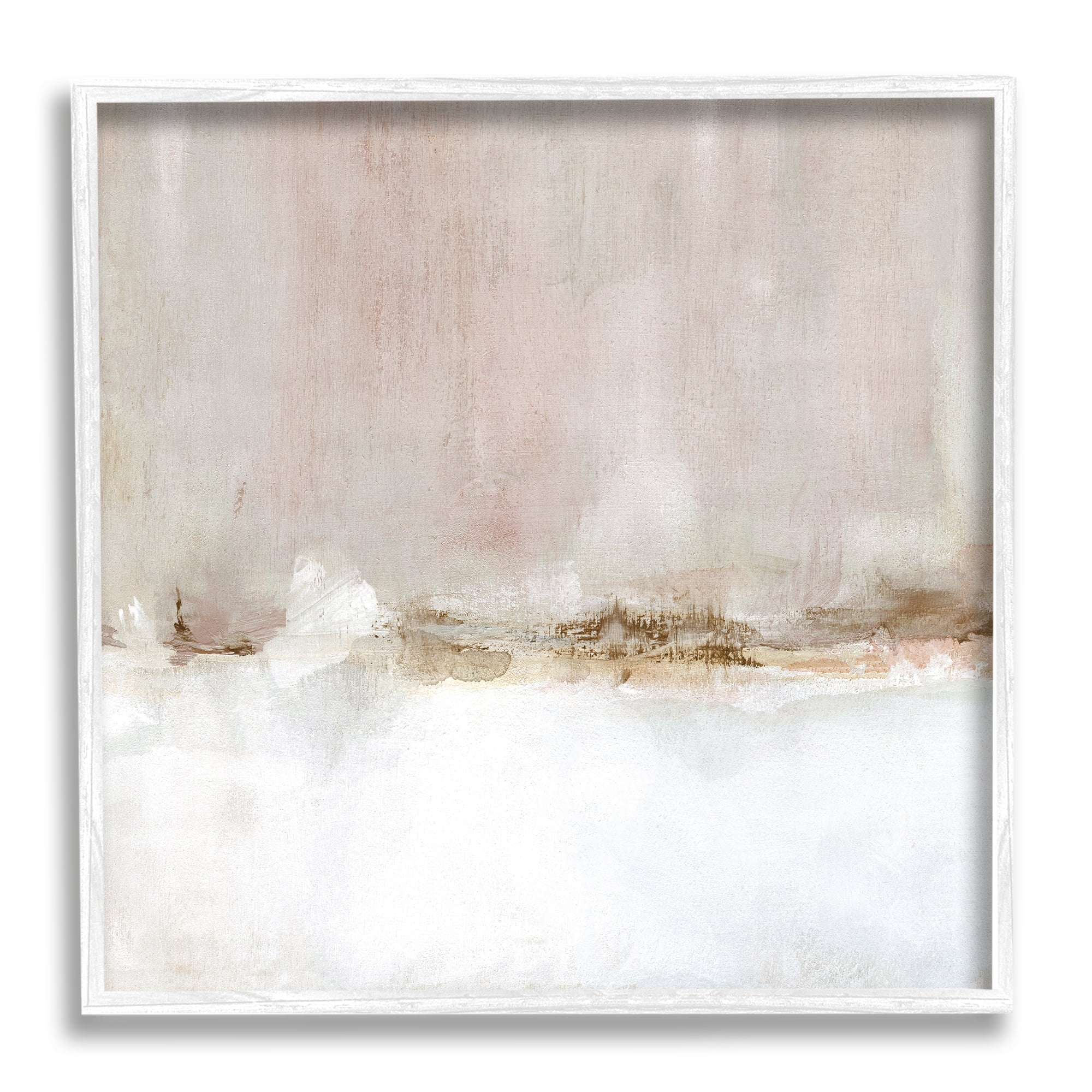 Stupell Industries Abstract Snowy Landscape Abstract Painting White Framed Art Print Wall Art, 24 x 24