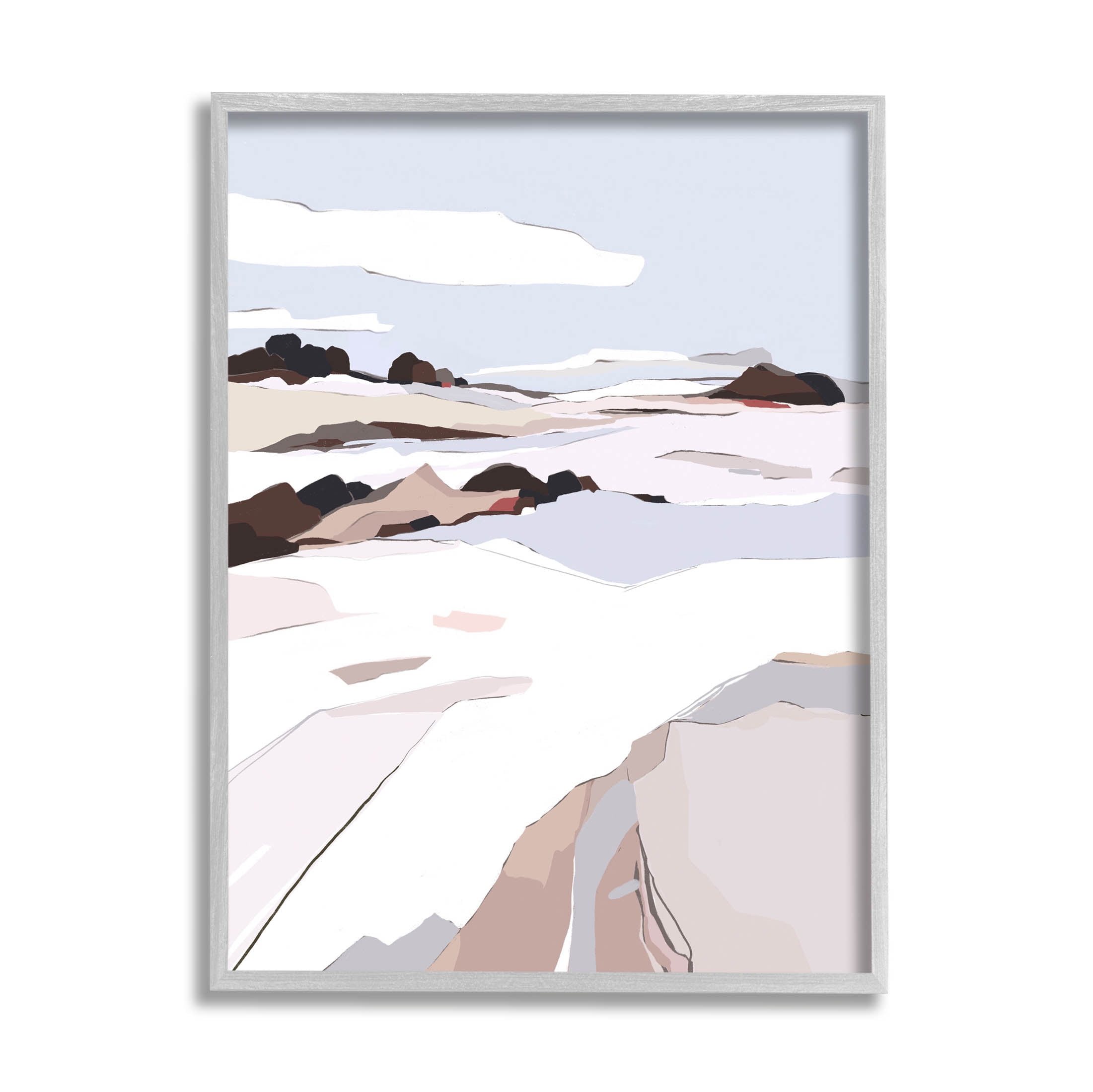 Stupell Industries Abstract Snowy Mountain Landscape Graphic Art Gray Framed Art Print Wall Art, Design by Nikita Jariwala