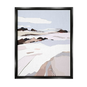 Stupell Industries Abstract Snowy Mountain Landscape Graphic Art Jet Black Floating Framed Canvas Print Wall Art, Design by Nikita Jariwala