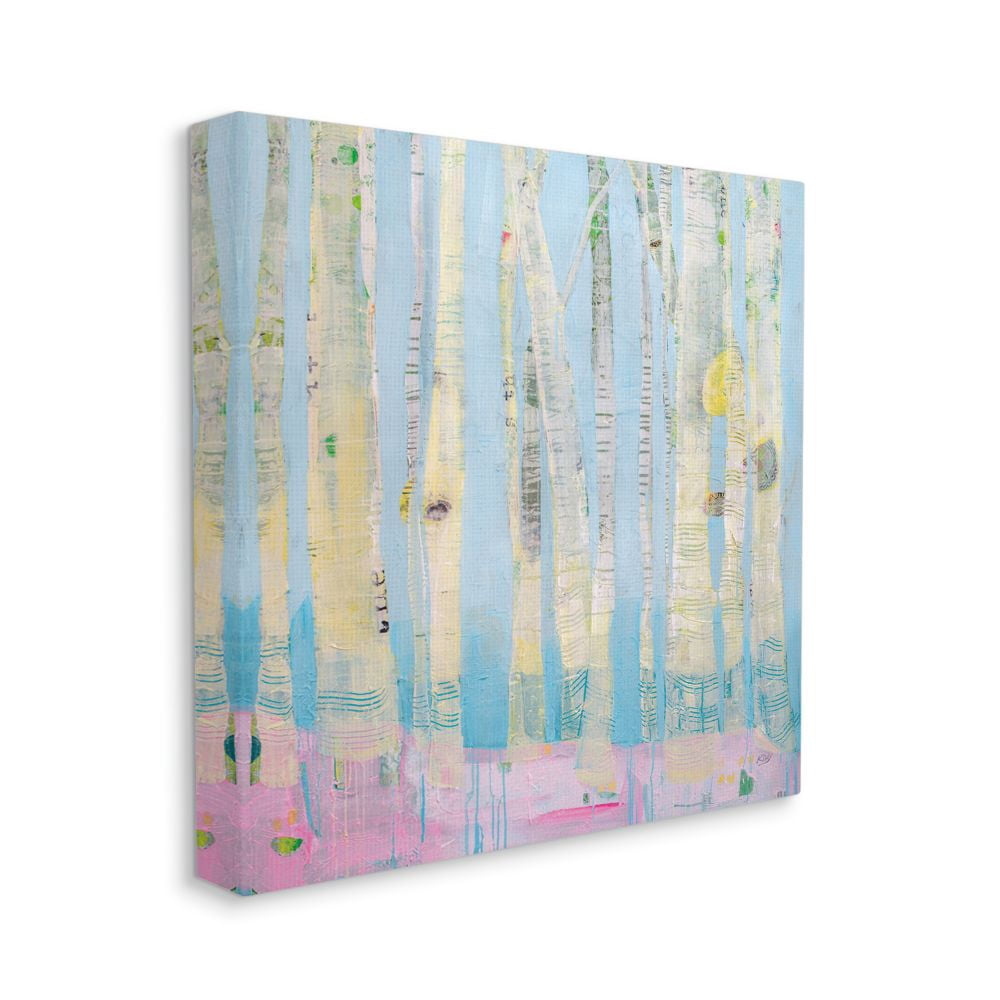 Stupell Industries Abstract Soft Birch Trees Pink Blue Landscape Painting Canvas Wall Art Design by Kellie Day, 36" x 36"