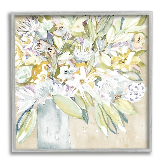 Stupell Industries Abstract Soft Bouquet Botanical & Floral Painting Gray Framed Art Print Wall Art, 24 x 24