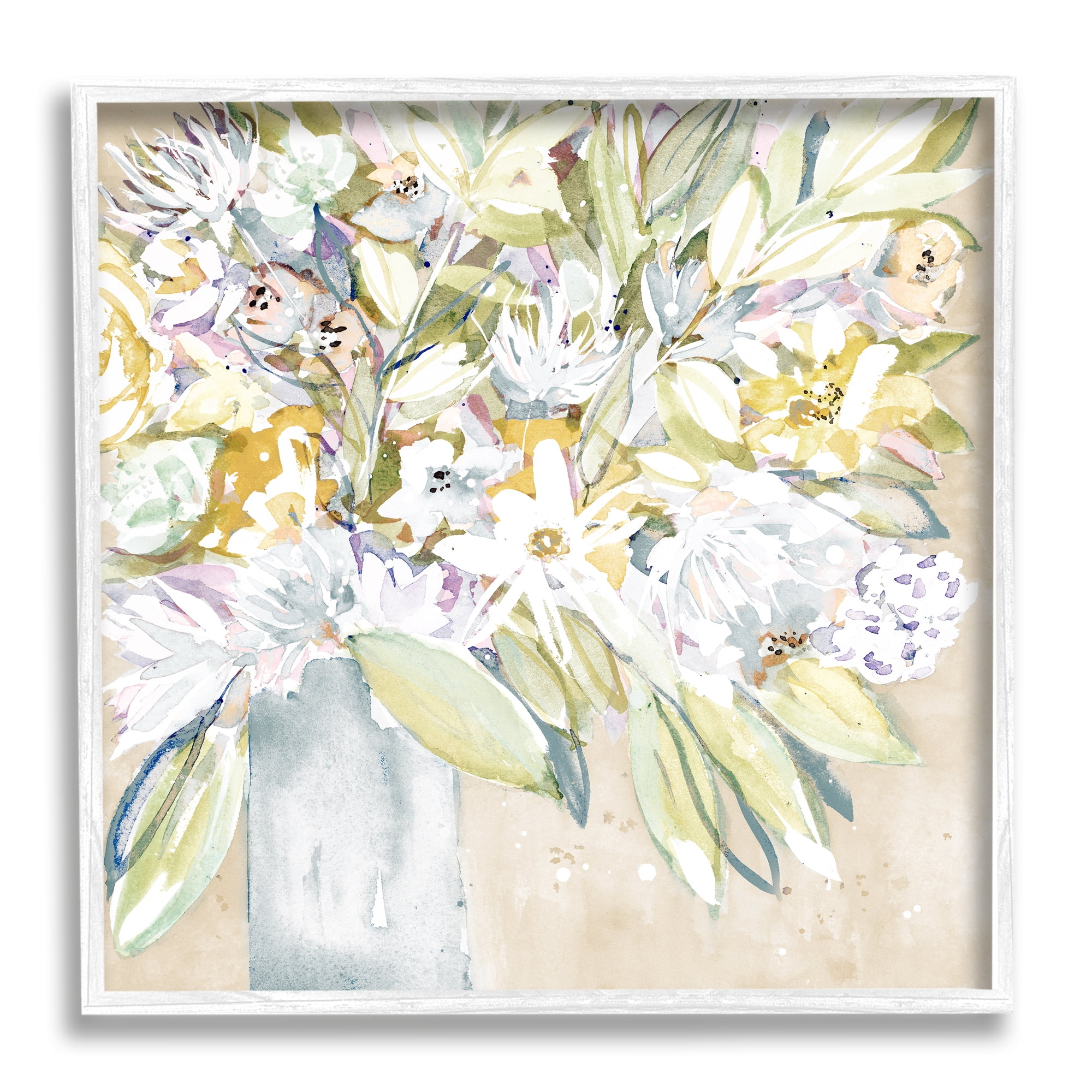 Stupell Industries Abstract Soft Bouquet Botanical & Floral Painting White Framed Art Print Wall Art, 17 x 17